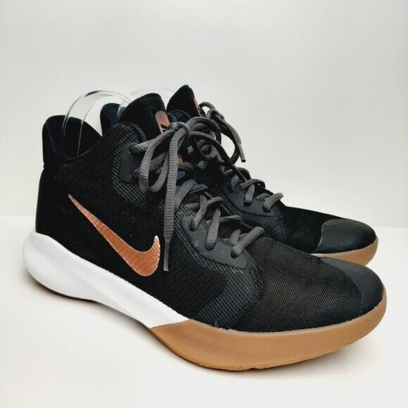 NIKE Precision 3 Black Metallic Copper Swoosh Athletic Shoes Runners Sz 8 - Picture 3 of 15